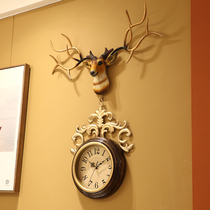 American fashion deer head watch European wall clock Living room mute household atmospheric hanging watch Creative personality art clock