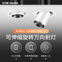 Stretched spotlight recessed telescopic adjustable angle living room household ceiling cob elephant nose light porch spotlight