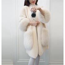 Winter new fur coat female lamb fur mink loose coat imitation fox fur sheep shearing coat medium and long