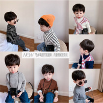 Child mother Boy girl semi-high collar velvet cotton T-shirt Childrens cotton T-shirt Mens and womens baby base winter clothes