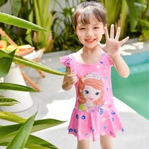 Childrens swimsuit Girls baby kids Korea cute little princess Spa professional training new one-piece swimming suit