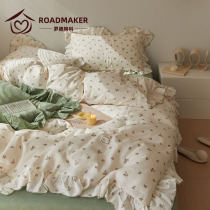 Rodmeco Korean Lotus Leaf Lagoon All cotton double-layer gauze four pieces of girl heart sleeping naked and breathable pure cotton