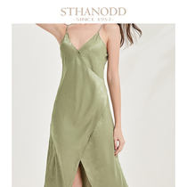 Silk thin slim slender nightgown ice silk pajamas home clothes can be worn outside female summer sexy holiday dress