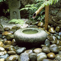 Japanese-style running water landscape Outdoor stone bowl Bamboo running water courtyard decorative stone tank Water landscape stone tank water tank Old sink