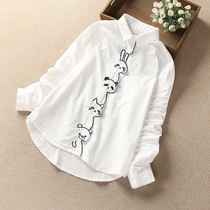 Girl white shirt autumn long sleeve Korean version of foreign style fashionable big child girl cotton spring and autumn children Princess white shirt summer