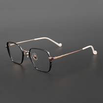 Muchuan spectacle frame ultra-light pure titanium retro mens and womens eye frame Japanese polygon can be equipped with anti-blue light lens