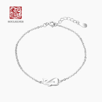 Old silversmith send best friend birthday gift bracelet 925 silver jewelry bracelet Female silver bracelet Simple small whale bracelet