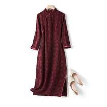 Daily qipao in the middle of the middle sleeve autumn style 2021 new improved young retro cotton linen Republic of China Old Shanghai Red