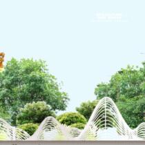 su Alien abstract curve rockery shape landscape stainless steel sculpture landscape landscape background grass master su model zR