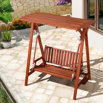 Solid wood Qianqiu Courtyard Double Outdoor Embalming Wood Rocking Chair Outdoor Villa Autumn chairs Garden Toon Tea Wood Autumn