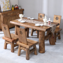 Log furniture solid wood dining table full solid wood furniture simple rectangular dining table and chair combination ZXR221