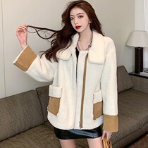 celine pianna lamb wool jacket female winter fur integrated Korean version Fashion thickened light core suede coat