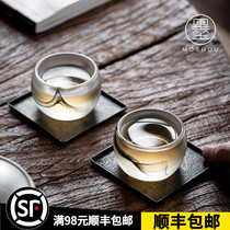 Moshou Ink Wind Glass Tea Cup Tea Set Frozen Burning Glass Tea Cup Home Kung Fu Tea Set Master Single Cup