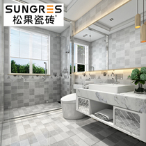 Pine Cone gray matte cement color checkered toilet tile kitchen glazed tile wall tile non-slip floor tile 300600
