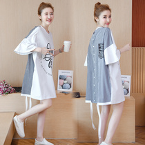2022 new pregnancy woman dress dress with dress spring and summer damp hot moms minus age foreign air blouses pregnant women summer dress skirts summer