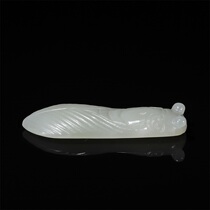 Old collection of natural Hetian jade jade cicada handle (with material certificate) H-3472