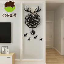 Nordic deer head watch wall clock Living room modern simple creative personality net Red watch fashion home clock