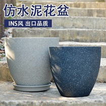 Fortune resin imitation cement ceramic potted living room floor-to-ceiling deep high basin clearance plastic flower pot large factory direct sales