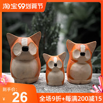 Solid Wood handmade wood carving Keji bear deer cat Fox exquisite crafts living room ornaments home accessories