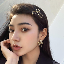 BOONEE◆ Original design of retro hollow butterfly knot ear ring freshwater pearl collar necklace accessories accessories