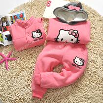Winter Money Girl Thicken Plus Suede Horse Chia Sweater Pants Three Suits Children Jacket Children Clothing