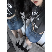 Retro Denim Half Body Dress Woman Harbor Wind Hot Girl Summer 2022 New Skirt High Waist Display Slim Wrap Hip Skirt Pants Short Skirt