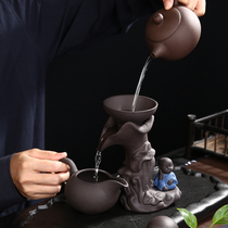 Gongdo cup tea leak integrated tea filter set creative little monk purple sand tea cute filter net tea set accessories