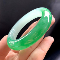 Natural old pit ice species floating green jade bracelet round bar Myanmar Jinyang green circle jade bracelet imperial concubine jade bracelet