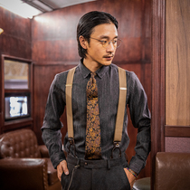 SOARIN Independent vintage suit shirt mens British style business formal casual non-ironing striped long-sleeved shirt