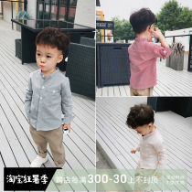 2022 new spring loaded children stand striped shirt boy baby pure cotton lining thin and long sleeve blouse foreign air