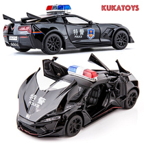  Metal simulation childrens toy police car siren sound police light Laiken sports car car model open door boy gift
