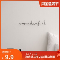 Decorative Wrought iron metal three-dimensional letter wall coat hook background pendant pendulum shot girl ins Korean style Nordic