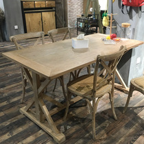 American retro solid wood oak table Nordic mix and match Fashion simple creative bar meal y Hall cafe long meal