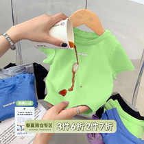 Chen Tai Pig L Mother baby Anti-fouling T-shirt Undershirt Summer Baby Round Collar Vest Male children short sleeve T-shirt