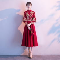 Toast Bride 2021 New Chinese cheongsam Red Wedding home pregnant women dress dress winter little man