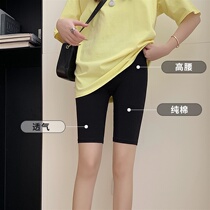 Pure cotton high waist anti-walking light beating underpants black woman summer outside wearing thin section high-bounty tight fit and thin riding 50% pants