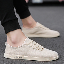 Official website flagship store 2022 new spring Korean version trendy mens shoes 100 hitch casual linen canvas board shoes mens shoes