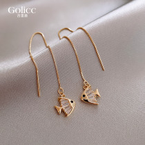 Small gold ear line 2022 new tide minimal cool air temperament long stream earrings