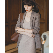 ROUJE POWER premium sense blazer women 2021 autumn and winter New padded slim small suit top