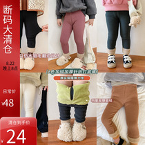 Girls thickened knitted panties and wore new foreign gas children's pants baby wool pants outside autumn and winter 2020