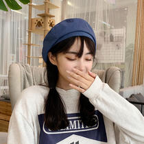 Korean summer Japanese Joker thin black beret good British retro octagonal hat ins pumpkin hat