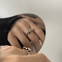 Retro old bow opening adjustable index finger ring ins tide niche design simple cold wind ring