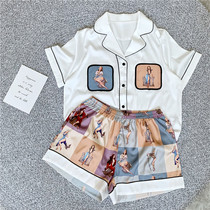 VC Sweet crit ~ Little Princess Printed Pajamas Womens summer silk short-sleeved shorts two-piece set