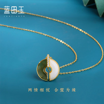 Blue field jade official flagship store 925 silver gilded jade block necklace minimalist design Fashion 100 Hitch Pendant New