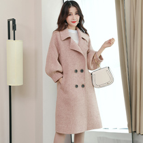 Double-sided 2021 autumn and winter new wool wool coat womens medium and long pure handmade zero cashmere coat women