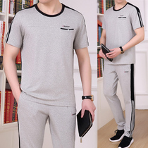 2022 Summer New products Old age sports suit Male cotton quality Dad short sleeve T-shirt large size casual clothes thin