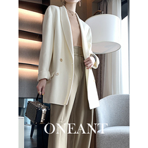 2021 autumn and winter new double-sided cashmere suit wool coat light luxury short small white woolen coat