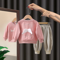 Girl set 2021 new foreign children Net red two-piece set Spring and Autumn childrens clothing fashionable girl baby autumn clothes