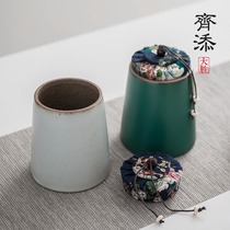 Ceramic Puer tea cans small portable tea cans sealed cans storage tea accessories storage tanks creative storage cans