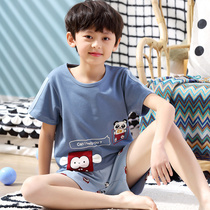 Child Pyjamas Boy Pure Cotton Short Sleeve Thin spring Summer 12 CUHK Scout cotton 15-year-old boys home in summer